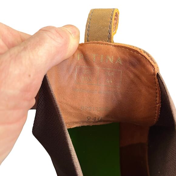 Patina Chelsea Boots Mens 10.5 Brown Leather Handcrafted Suede Slip On Lug Sole - Picture 3 of 10